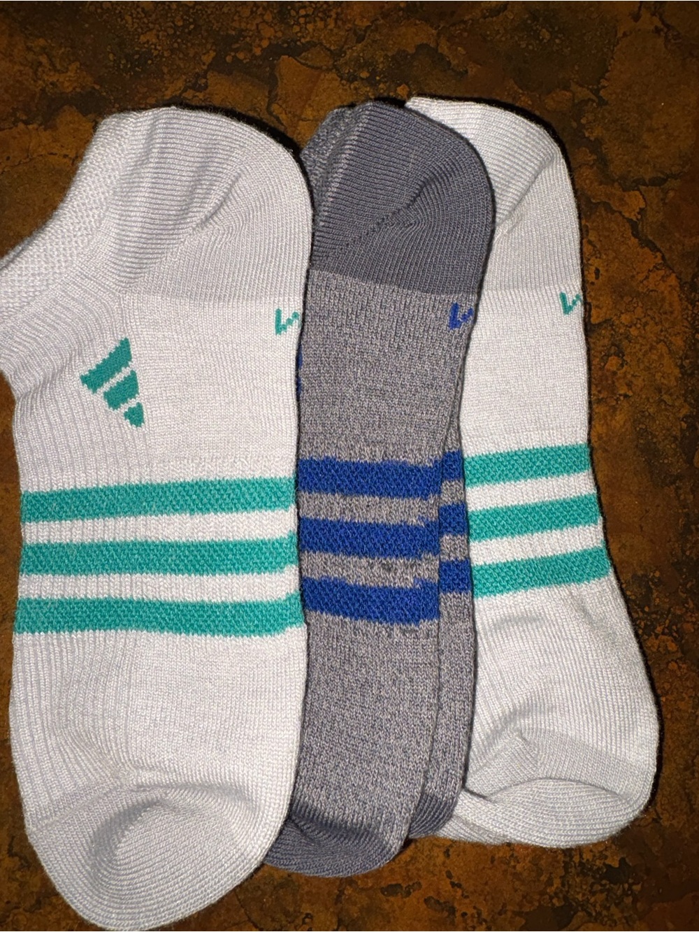 adidas 3-Pack Low-Cut Athletic Socks - White, Gray, Teal, Blue